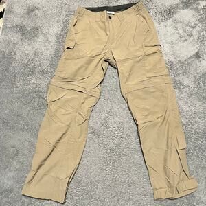 Columbia Pants Mens 32 x30 Tan Cargo Zip Off Convertible Hiking Nylon